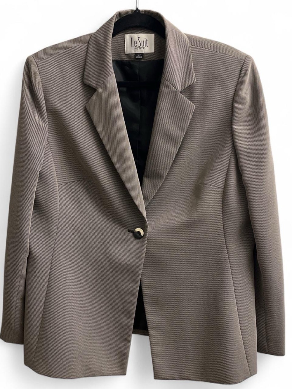 Le Suit Petite Taupe-Gray Single-Button Blazer